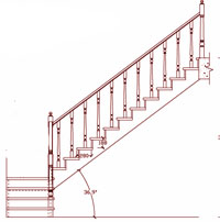 Одномаршевая лестница с поворотом на 1/4 через площадку